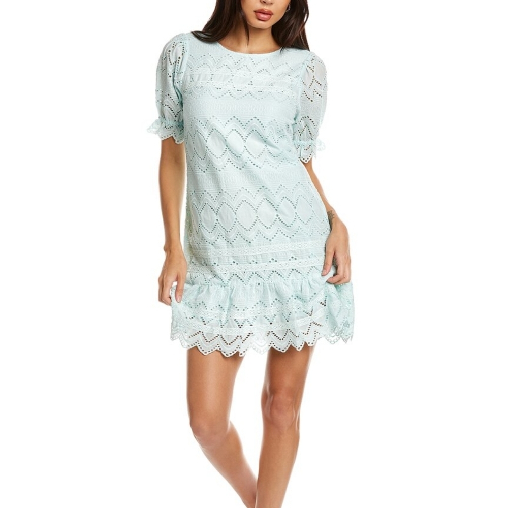 NWT Sail To Sable Puff Sleeve Mini Dress, Sea Green, Pastel, Sz XS